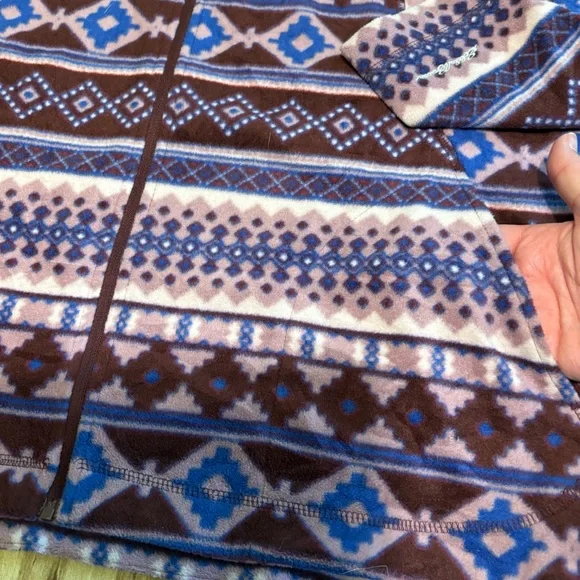 Eddie Bauer Purple Full Zip Fleece Aztec Southwest Western Womens Size XL - Picture 3 of 9